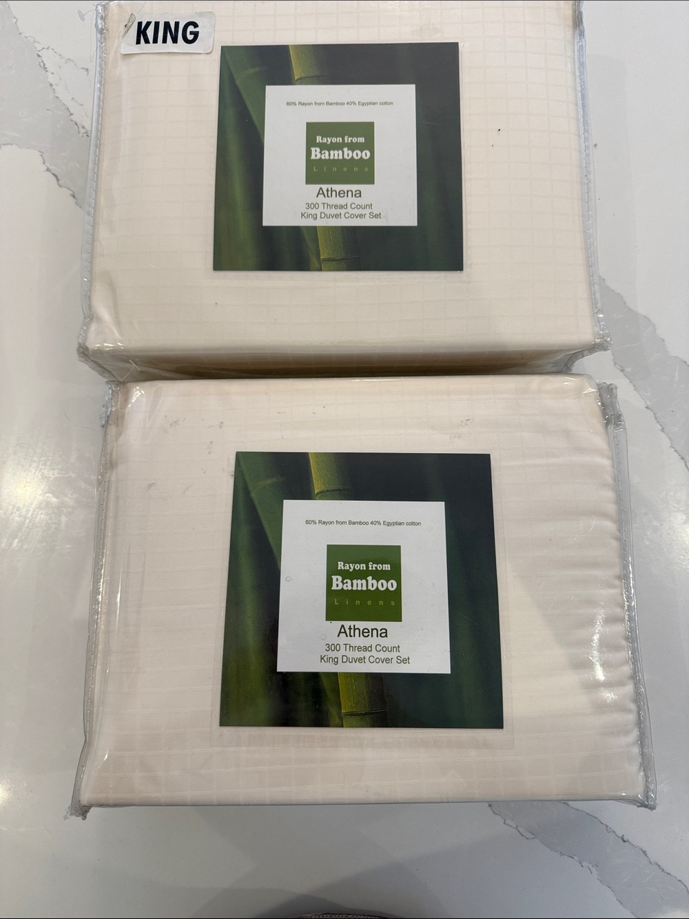 Egyptian Cotton /Bamboo blend King Duvet Cover Set - Cream (2)